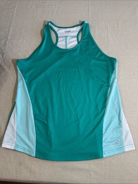 BCG Running Women’s XL Teal White Racerback Athletic Tank Top Mesh
